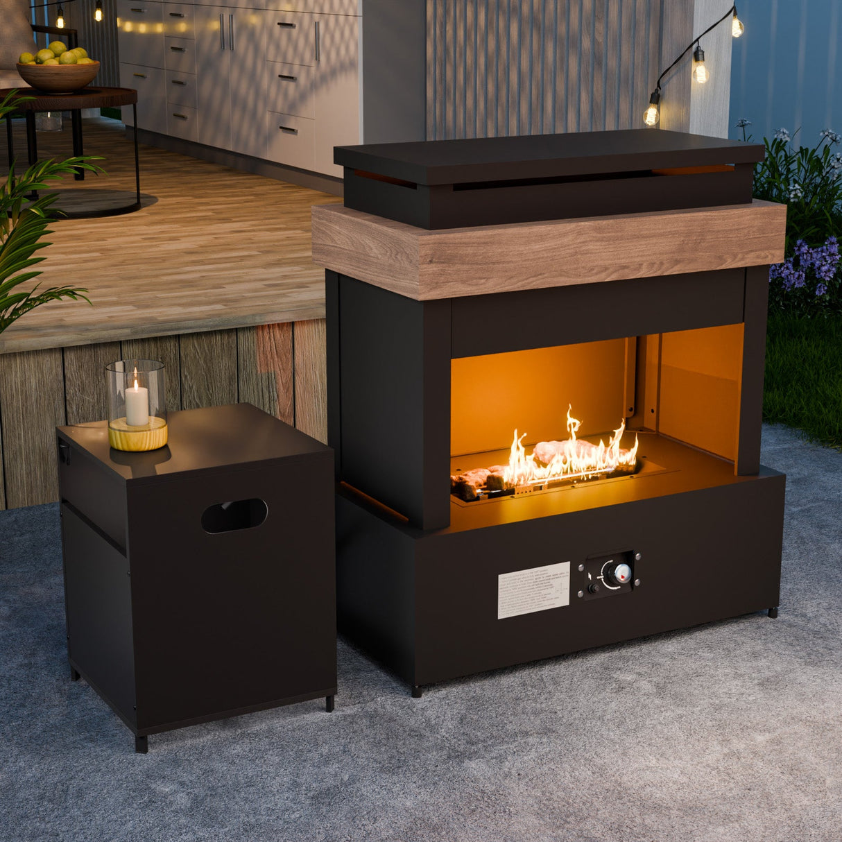 Outdoor Propane Fireplace with Storage/Locking Mesh, Gray - Eagle Peak Custom Canopy Tent
