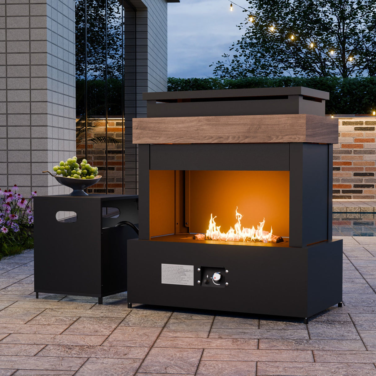 Outdoor Propane Fireplace with Storage/Locking Mesh, Gray - Eagle Peak Custom Canopy Tent