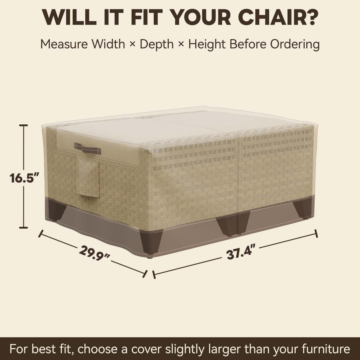 Patio Furniture Cover, 2 Ottomans 37''W×29.5''D×16.5''H - Eagle Peak®