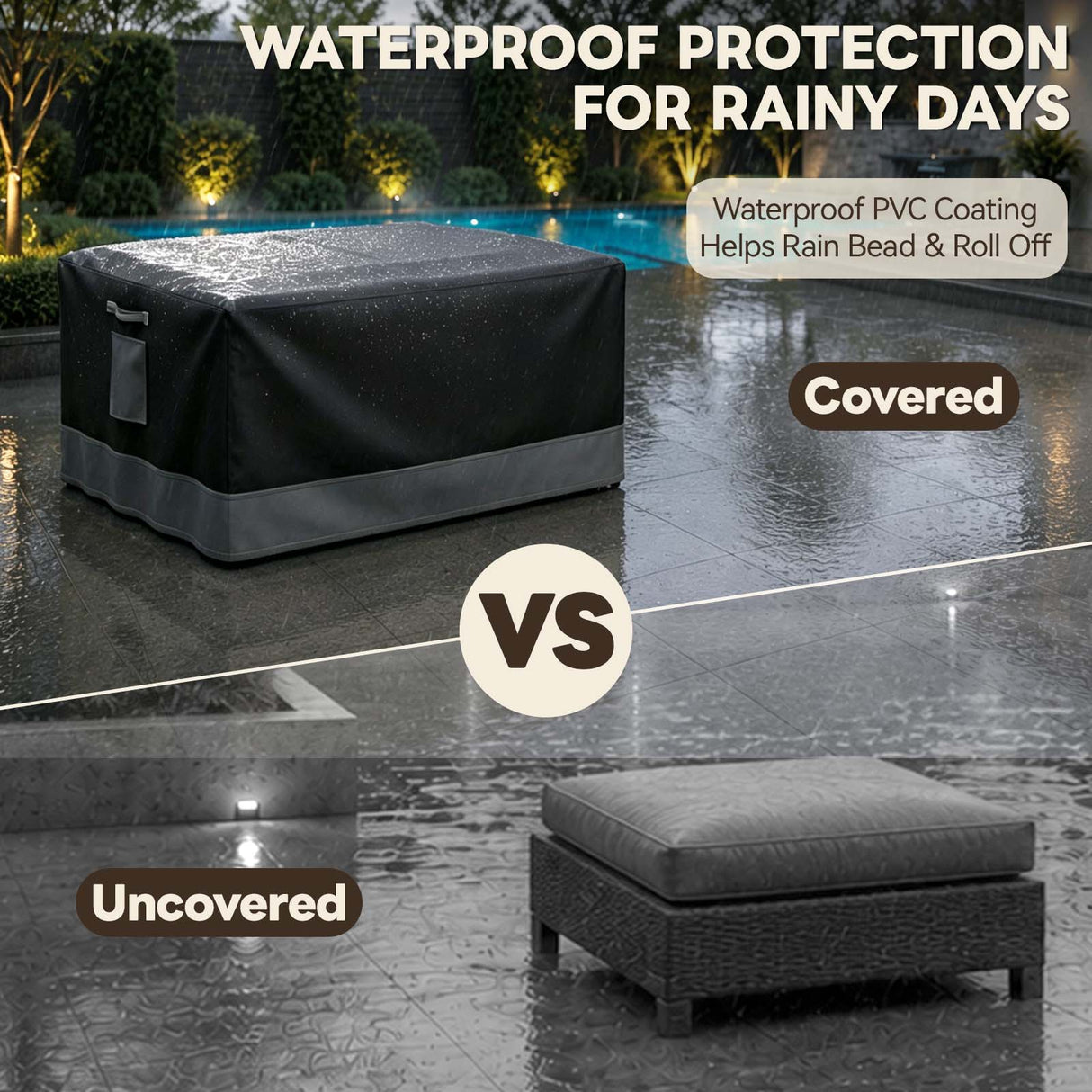 Patio Furniture Cover, 2 Ottomans 37''W×29.5''D×16.5''H - Eagle Peak®