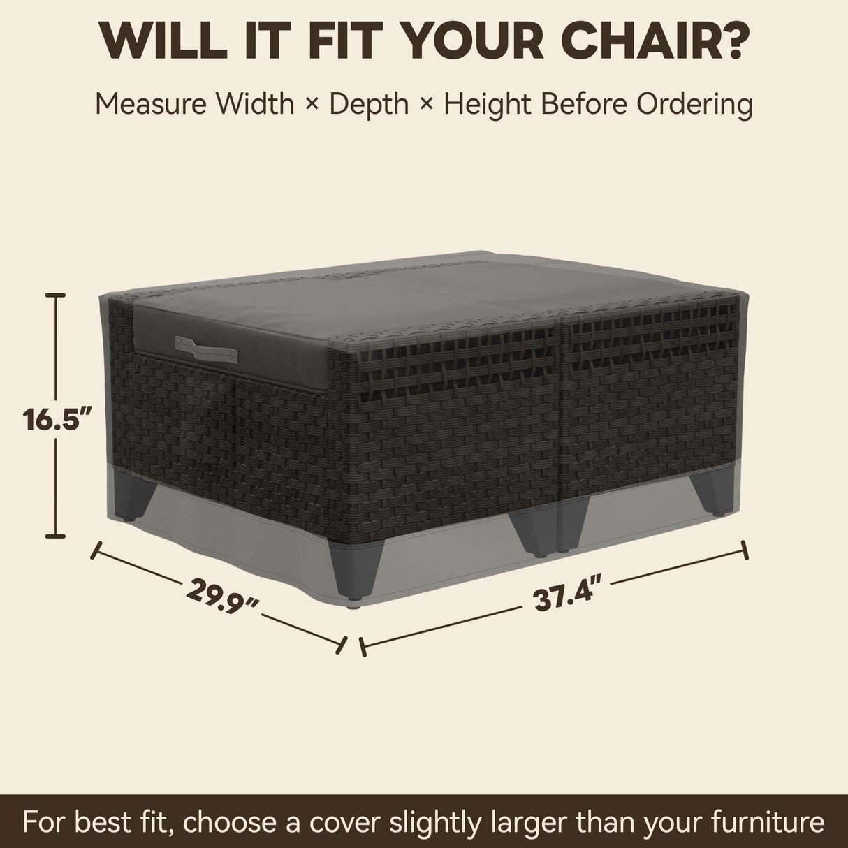 Patio Furniture Cover, 2 Ottomans 37''W×29.5''D×16.5''H - Eagle Peak®