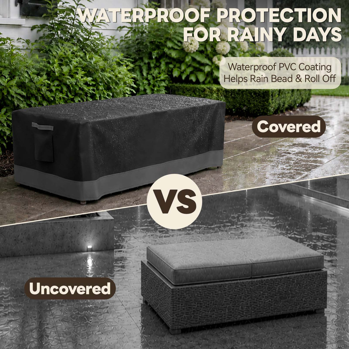 Patio Furniture Cover, 2 Ottomans Large 46.5''W×23.5''D×16.5''H - Eagle Peak®