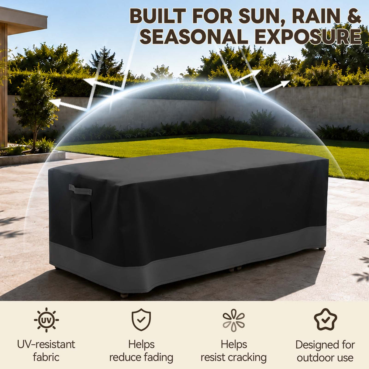 Patio Furniture Cover, 2 Ottomans Large 46.5''W×23.5''D×16.5''H - Eagle Peak®