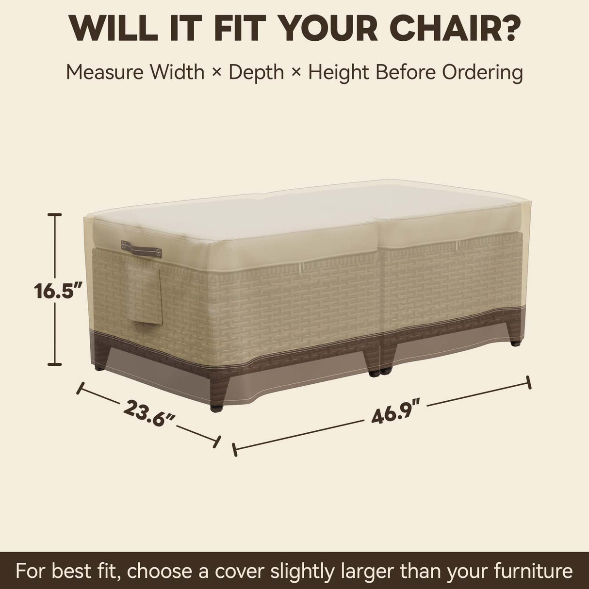 Patio Furniture Cover, 2 Ottomans Large 46.5''W×23.5''D×16.5''H - Eagle Peak®