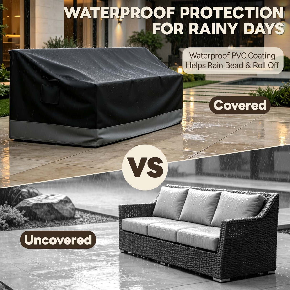 Patio Furniture Cover, 3 Seat Couch 87.5''W×28''D×30''H - Eagle Peak®