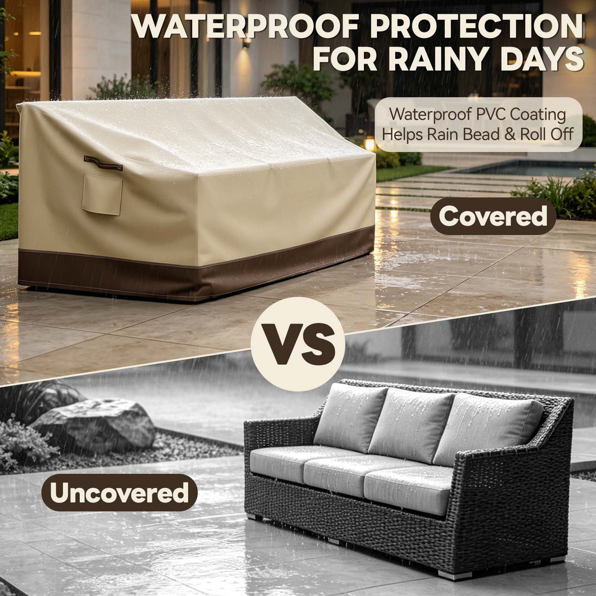 Patio Furniture Cover, 3 Seat Couch 87.5''W×28''D×30''H - Eagle Peak®