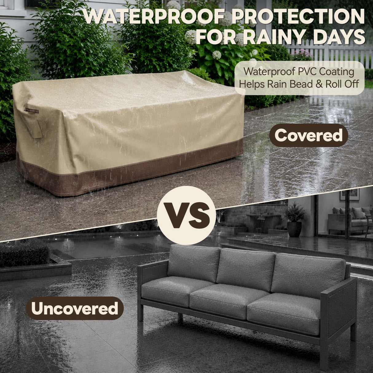 Patio Furniture Cover, Large 3 Seat Couch 78''W×31.5''D×28''H - Eagle Peak®