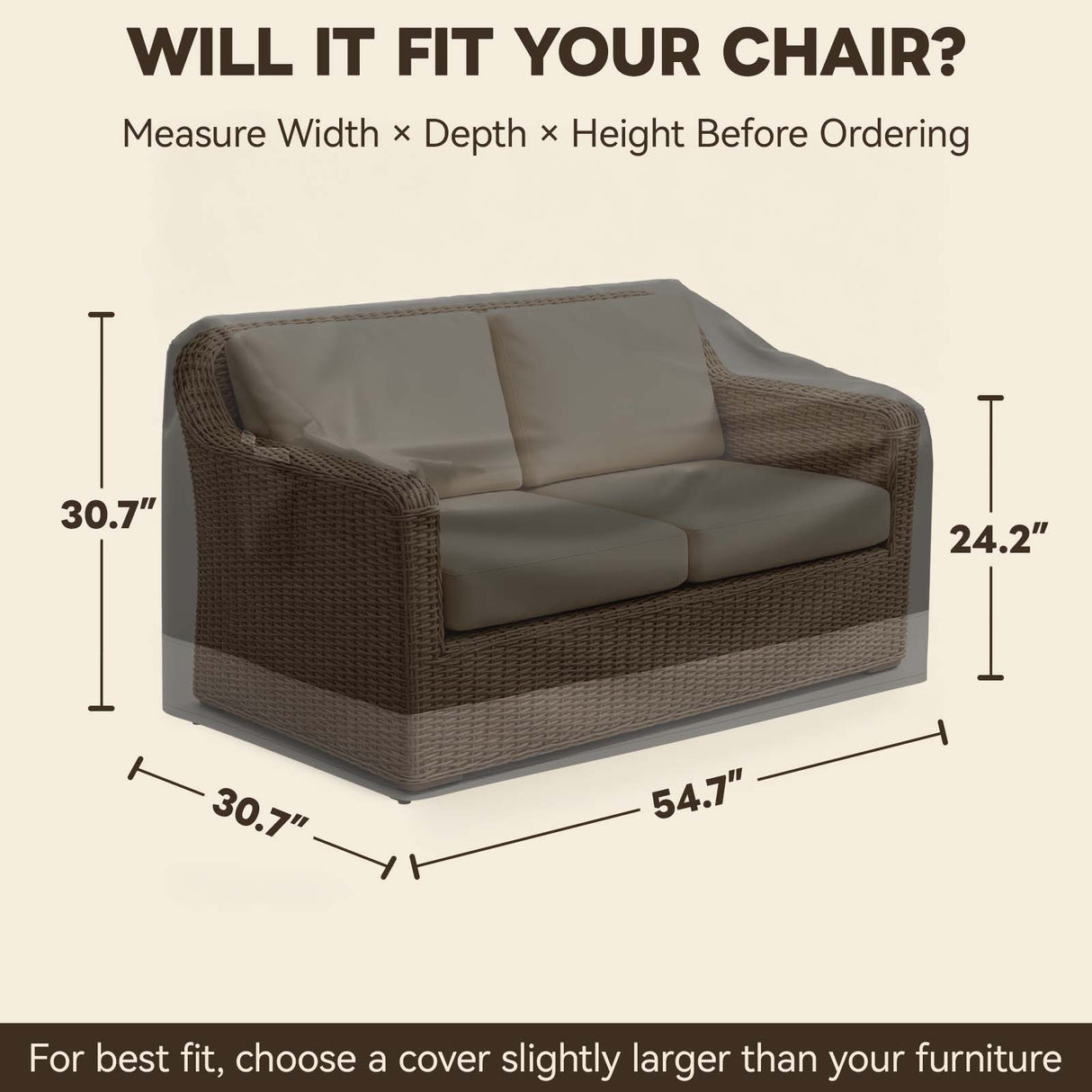 Patio Furniture Cover, Medium Loveseat 54.5''W×30.5''D×30.5''H - Eagle Peak®