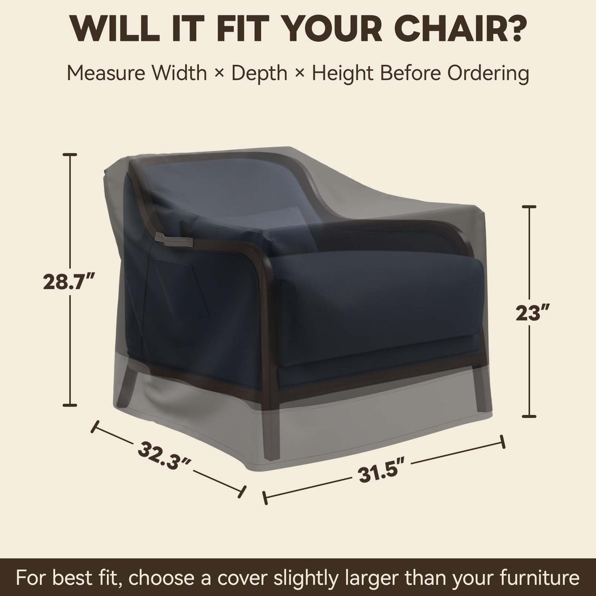 Patio Furniture Cover, Single Chair 31.5''W×32''D×28.5''H - Eagle Peak®
