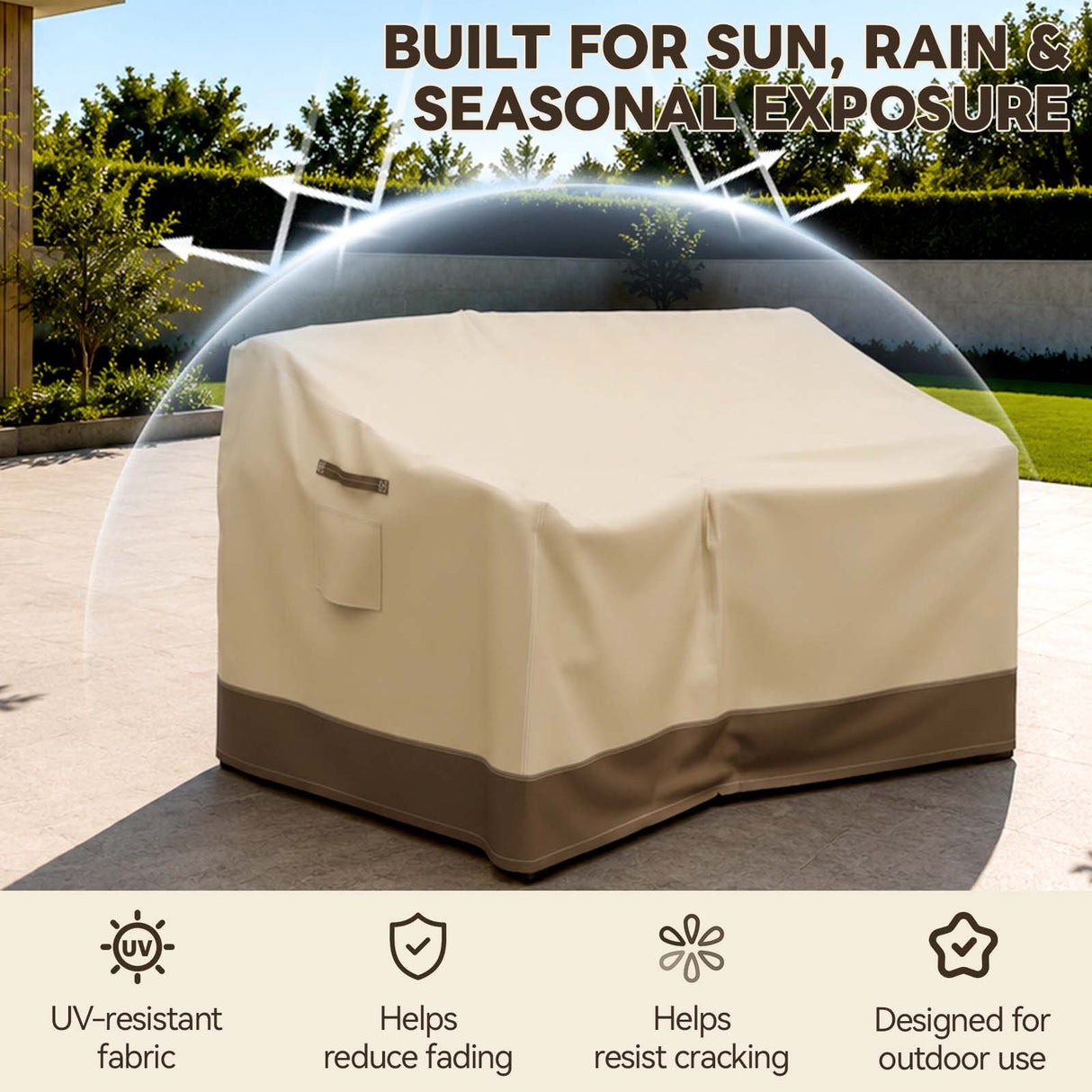 Patio Furniture Cover, Small Loveseat 35.5''W×29.5''D×29.5''H - Eagle Peak®