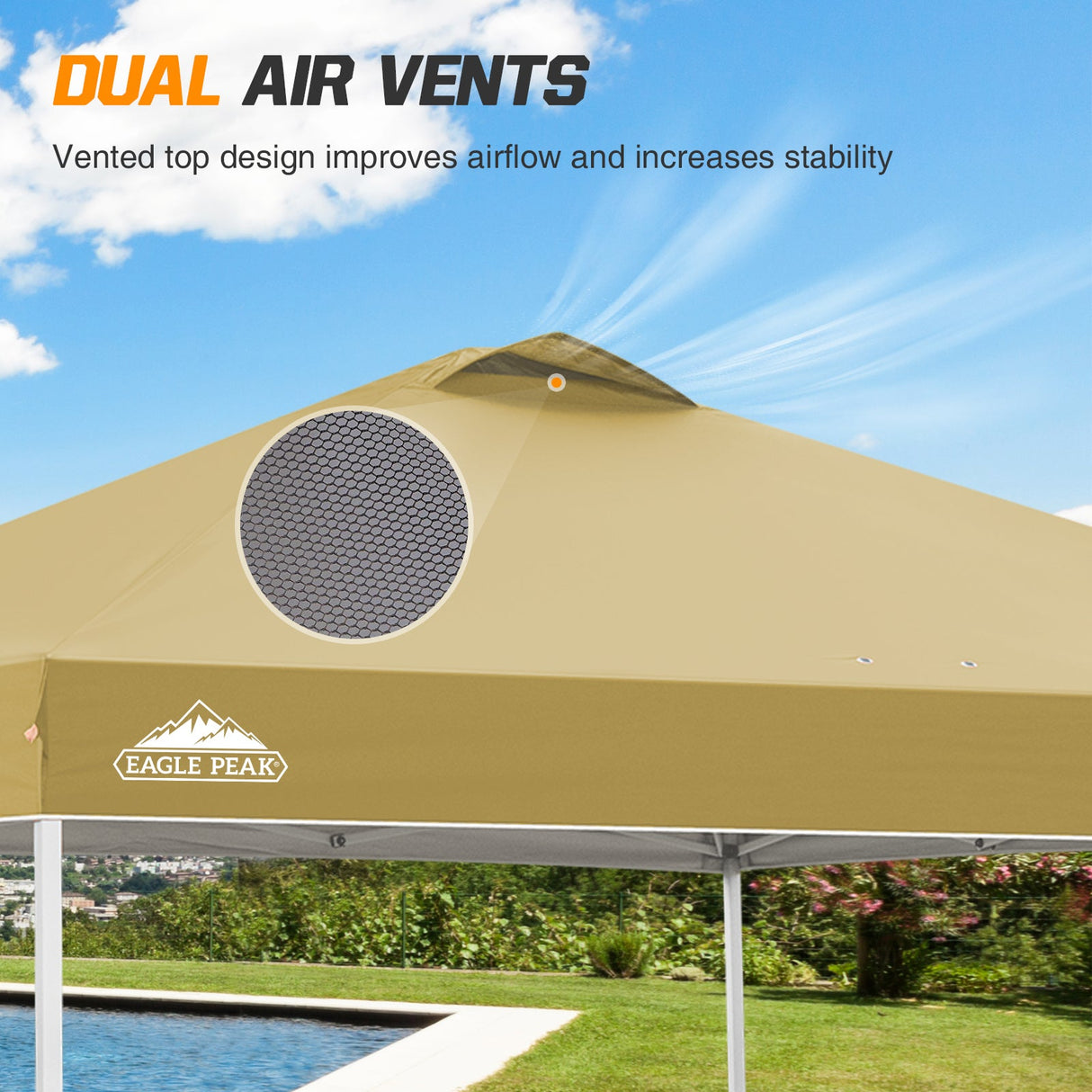 Replacement Canopy Cover with Air Vent for 10x10 Pop Up Canopy Tent, Top Only - Eagle Peak Custom Canopy Tent