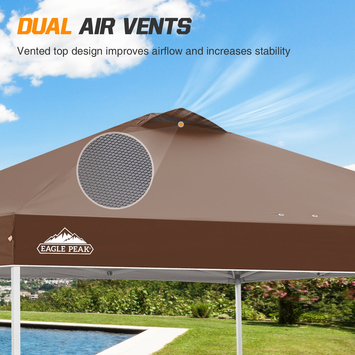 Replacement Canopy Cover with Air Vent for 10x10 Pop Up Canopy Tent, Top Only - Eagle Peak Custom Canopy Tent
