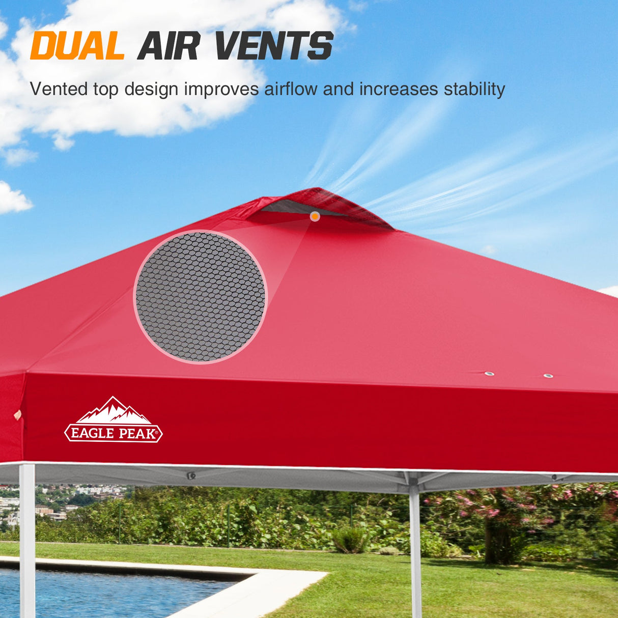 Replacement Canopy Cover with Air Vent for 10x10 Pop Up Canopy Tent, Top Only - Eagle Peak Custom Canopy Tent