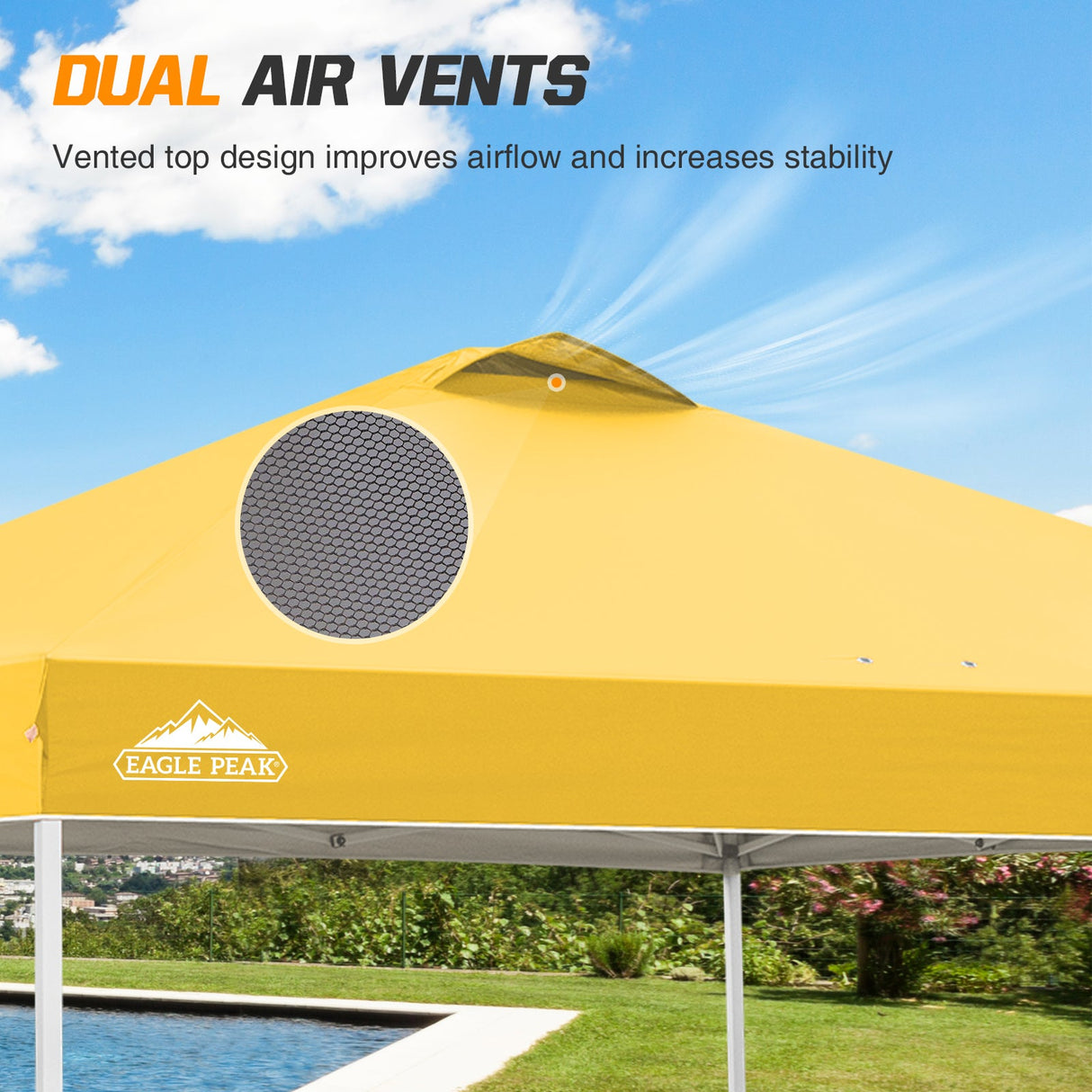Replacement Canopy Cover with Air Vent for 10x10 Pop Up Canopy Tent, Top Only - Eagle Peak Custom Canopy Tent