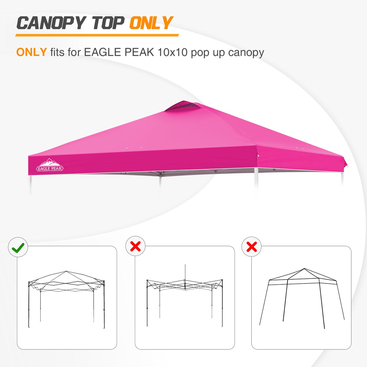Replacement Canopy Cover with Air Vent for 10x10 Pop Up Canopy Tent, Top Only - Eagle Peak Custom Canopy Tent