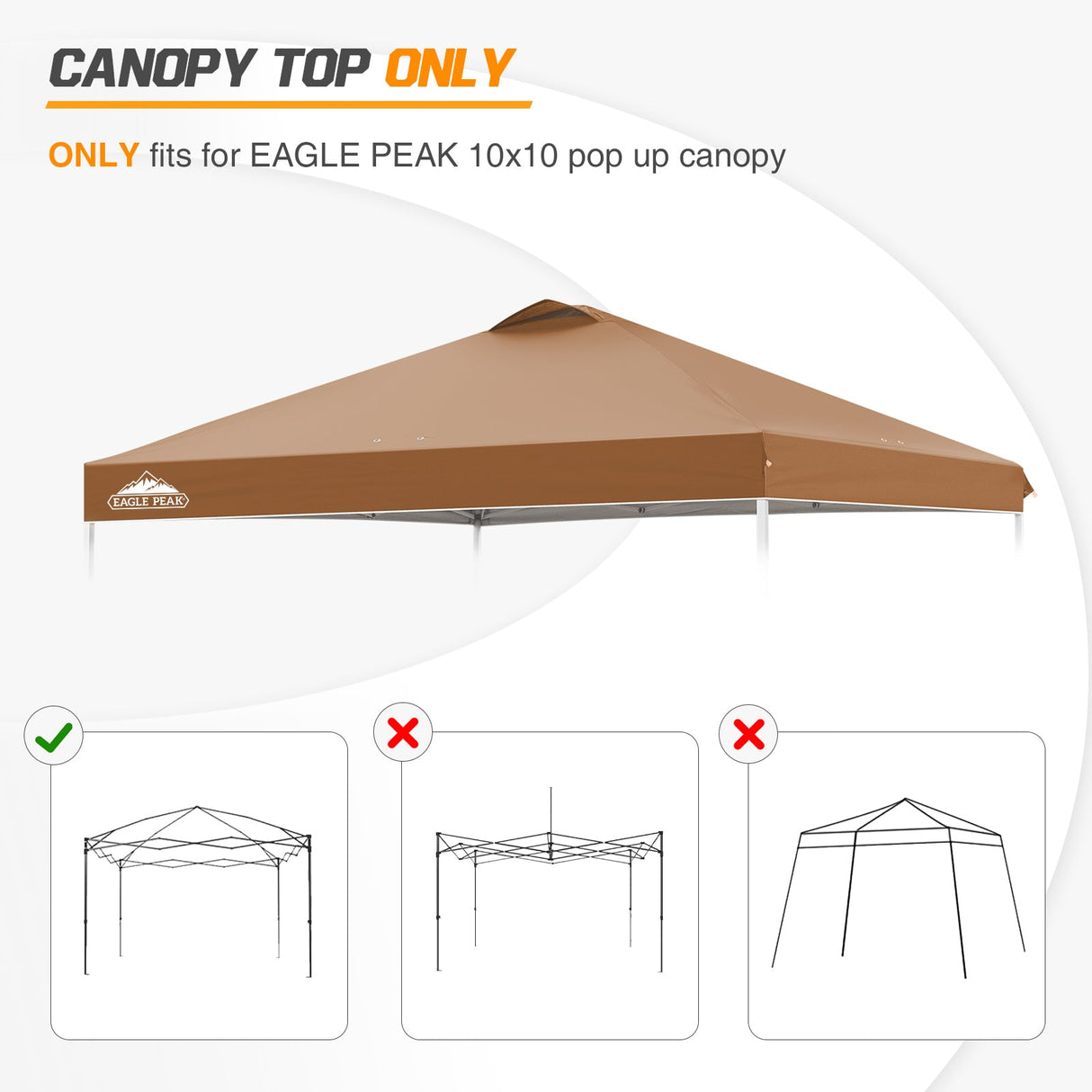 Replacement Canopy Cover with Air Vent for 10x10 Pop Up Canopy Tent, Top Only - Eagle Peak Custom Canopy Tent