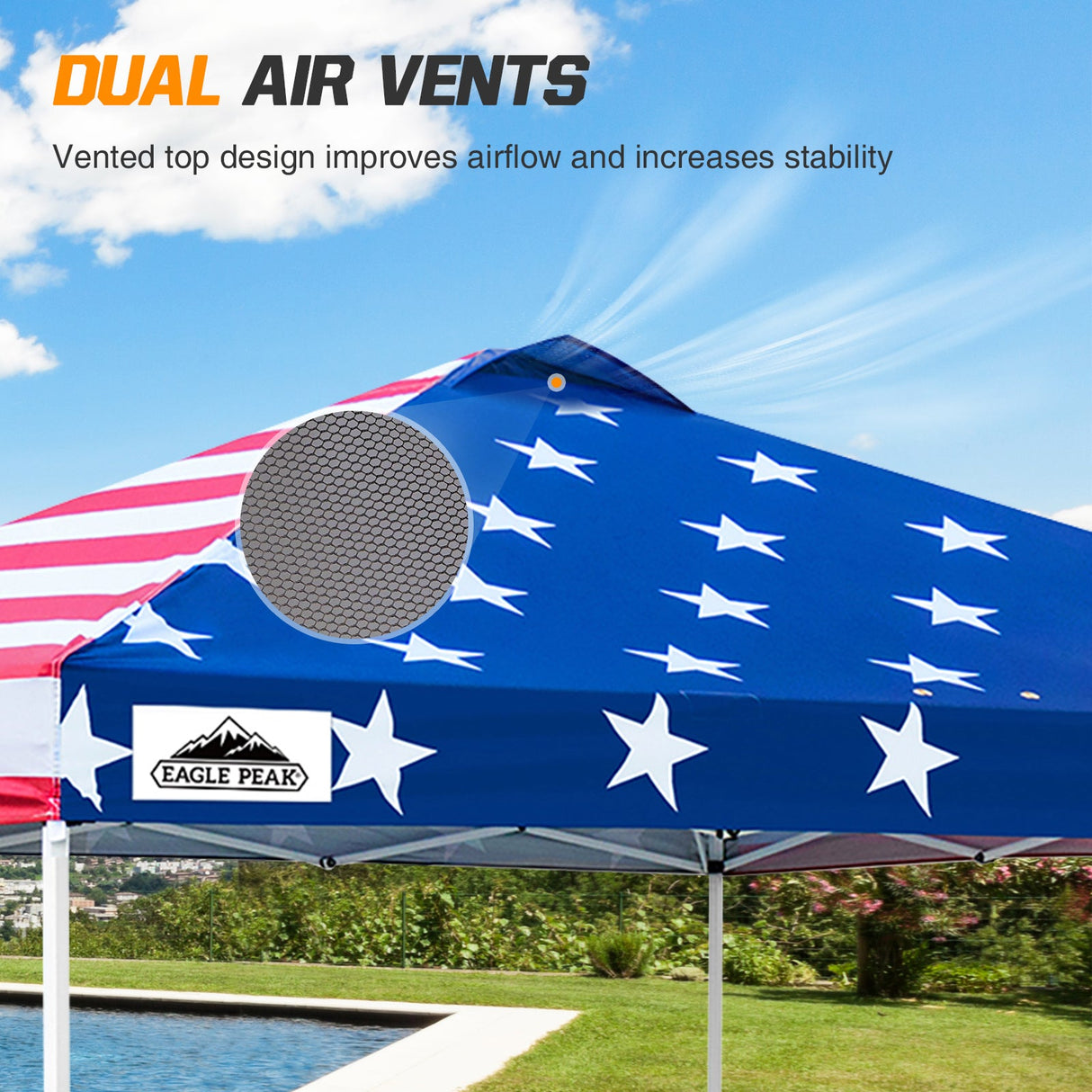 Replacement Canopy Cover with Air Vent for 10x10 Pop Up Canopy Tent, Top Only - Eagle Peak Custom Canopy Tent