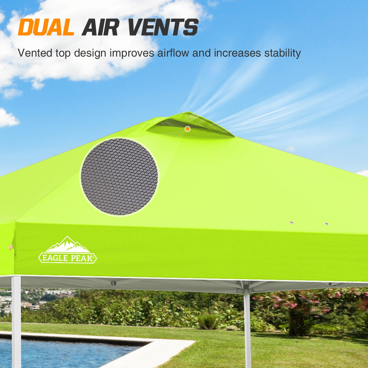 Replacement Canopy Cover with Air Vent for 10x10 Pop Up Canopy Tent, Top Only - Eagle Peak Custom Canopy Tent