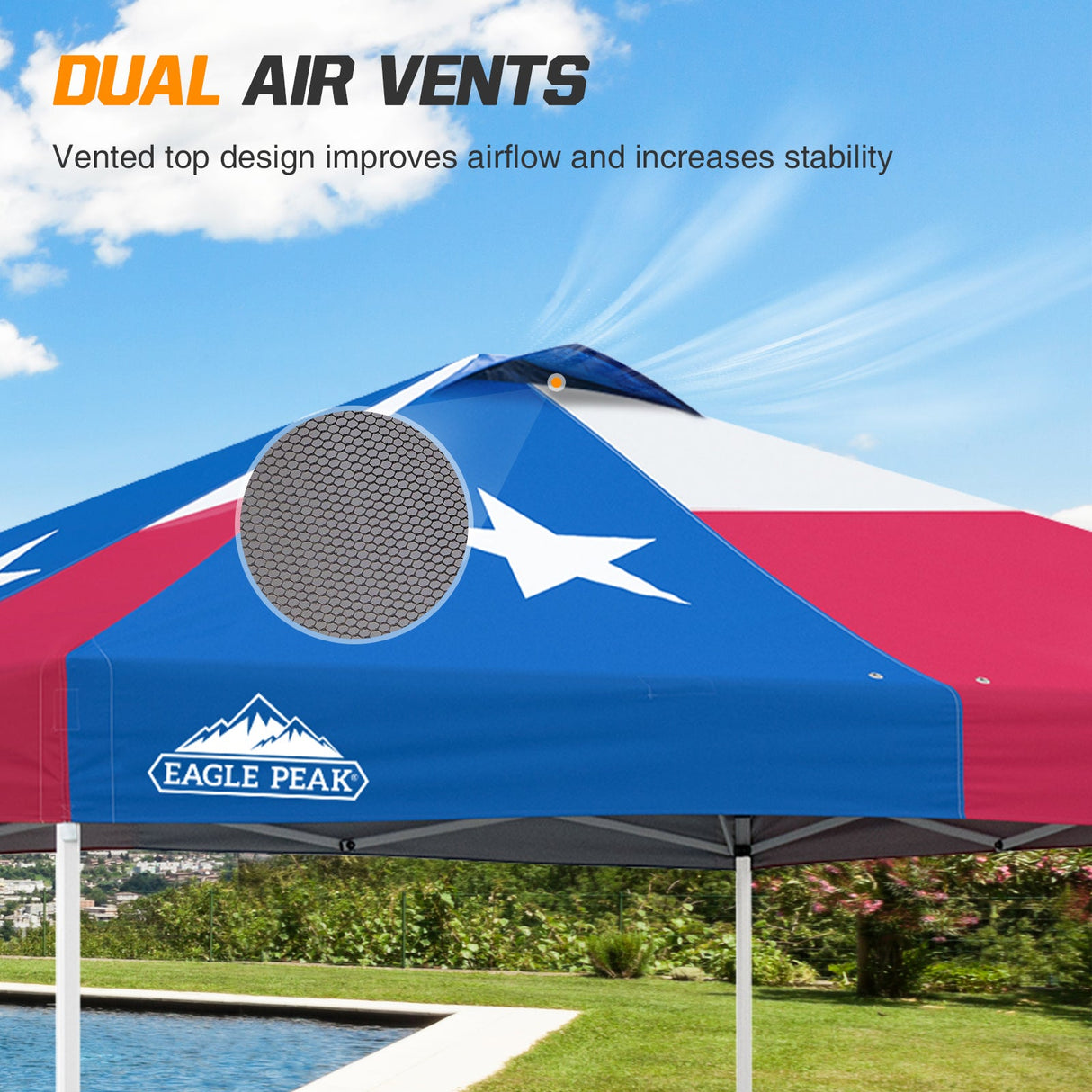Replacement Canopy Cover with Air Vent for 10x10 Pop Up Canopy Tent, Top Only - Eagle Peak Custom Canopy Tent