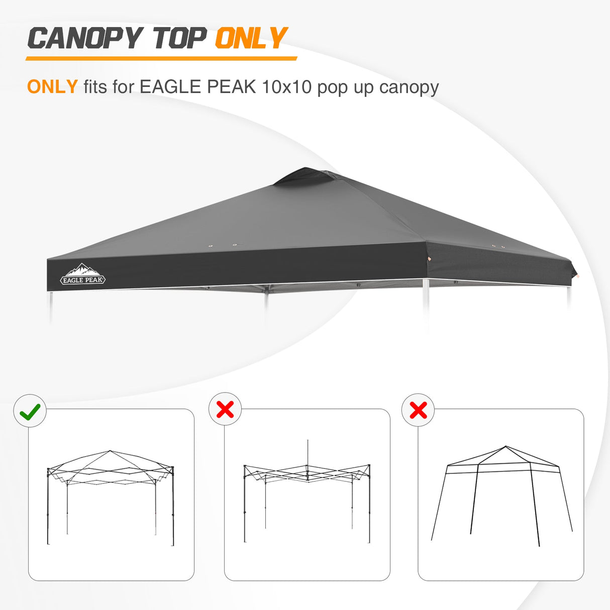 Replacement Canopy Cover with Air Vent for 10x10 Pop Up Canopy Tent, Top Only - Eagle Peak Custom Canopy Tent