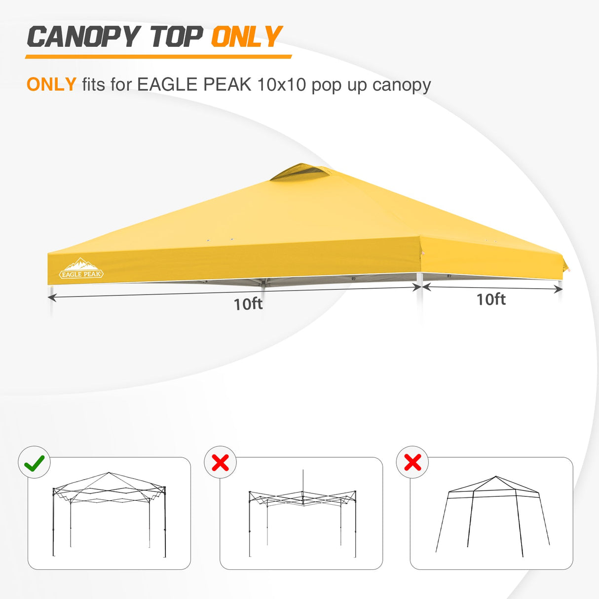 Replacement Canopy Cover with Air Vent for 10x10 Pop Up Canopy Tent, Top Only - Eagle Peak Custom Canopy Tent