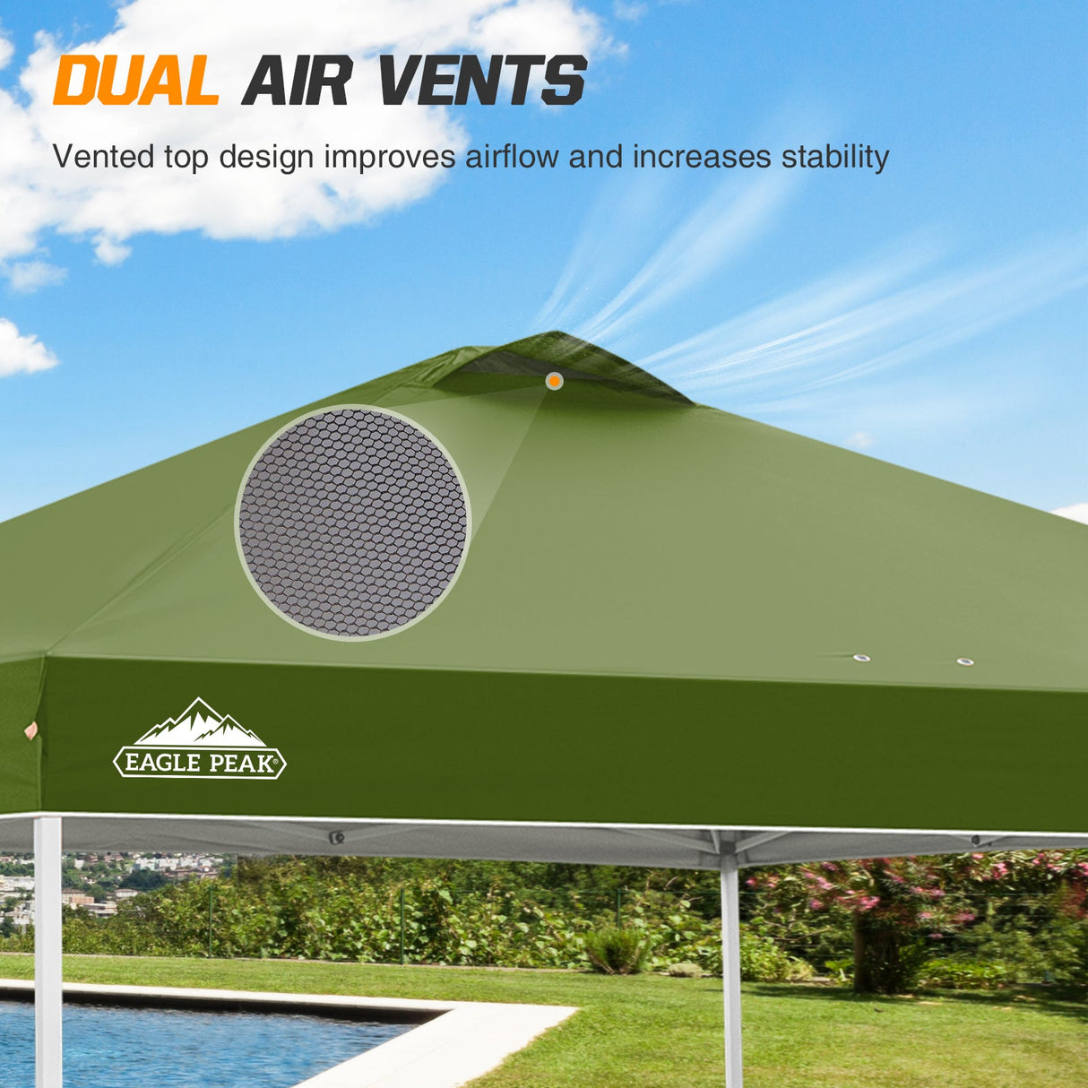 Replacement Canopy Cover with Air Vent for 10x10 Pop Up Canopy Tent, Top Only - Eagle Peak Custom Canopy Tent