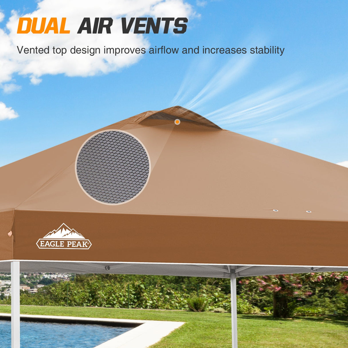 Replacement Canopy Cover with Air Vent for 10x10 Pop Up Canopy Tent, Top Only - Eagle Peak Custom Canopy Tent