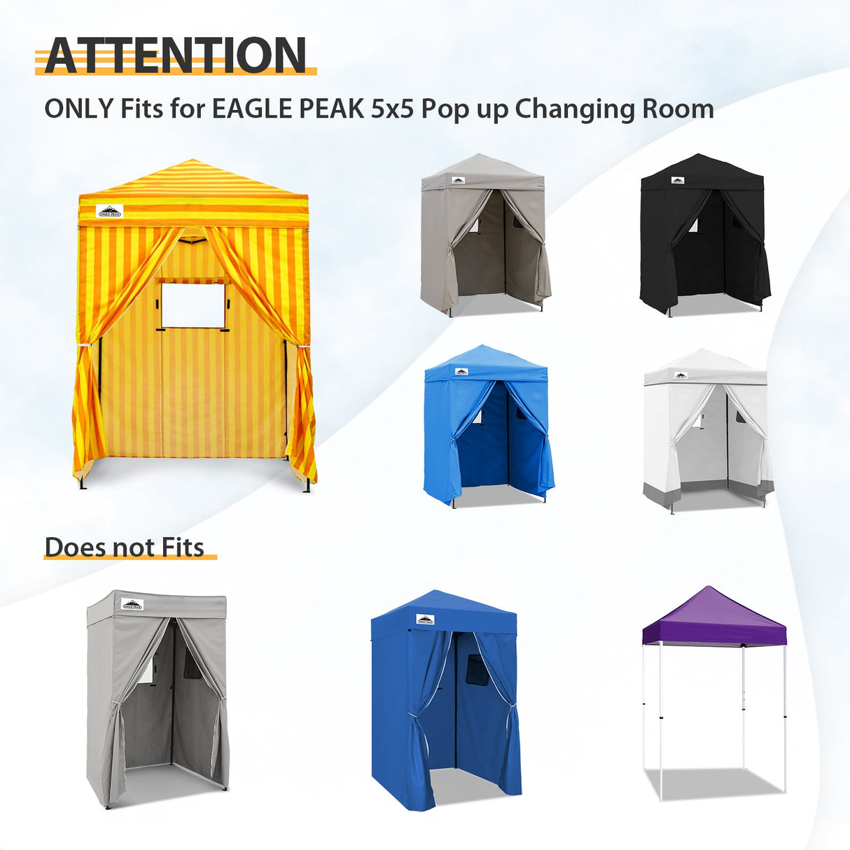 Replacement Canopy Top and Four Walls for 5x5 Changing Room - Frame NOT Included - Eagle Peak Custom Canopy Tent