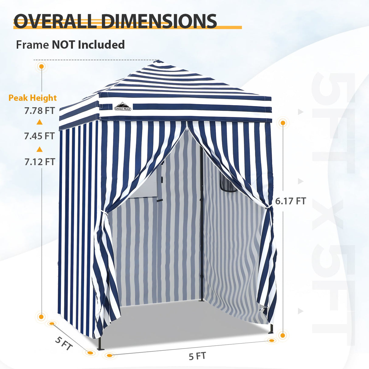 Replacement Canopy Top and Four Walls for 5x5 Changing Room - Frame NOT Included - Eagle Peak Custom Canopy Tent