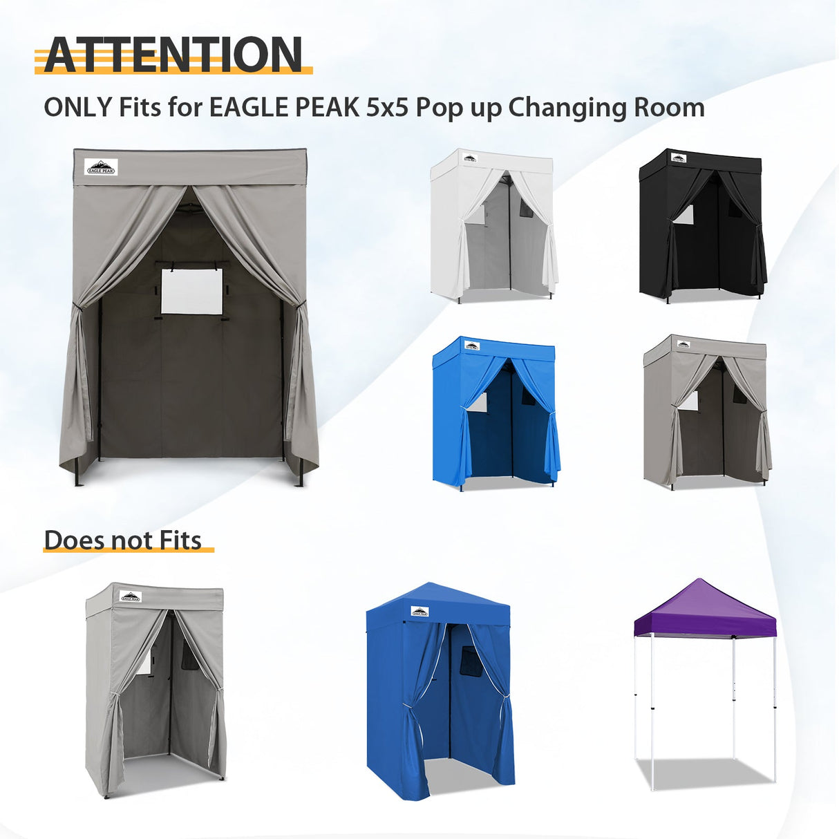 Replacement Canopy Top and Four Walls for 5x5 Pop Up Flat Top Changing Room - Eagle Peak Custom Canopy Tent