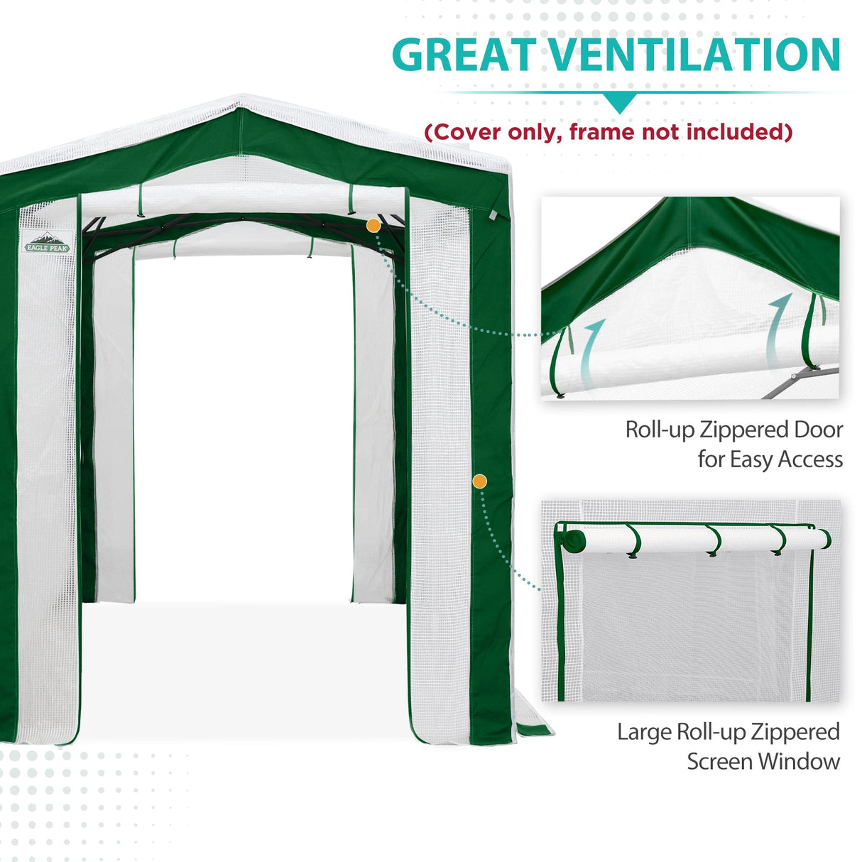 Replacement Cover for 8x6 Pop up Greenhouse with Polyester Reinforced Corners - Eagle Peak Custom Canopy Tent