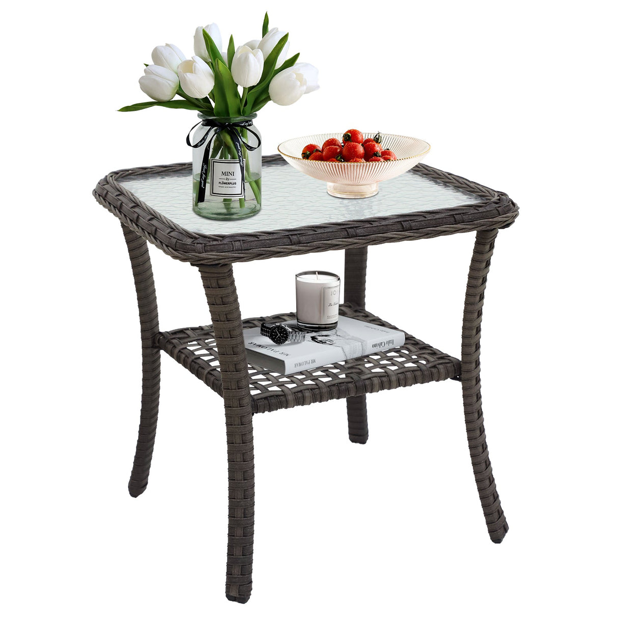 Rustic Veranda Outdoor Wicker Side Table, Brown - Eagle Peak Custom Canopy Tent