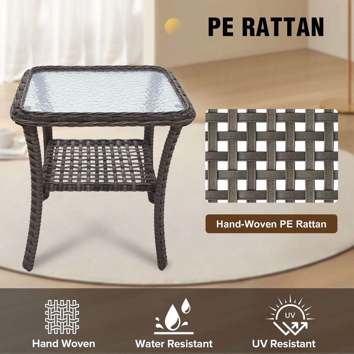 Rustic Veranda Outdoor Wicker Side Table, Brown - Eagle Peak Custom Canopy Tent