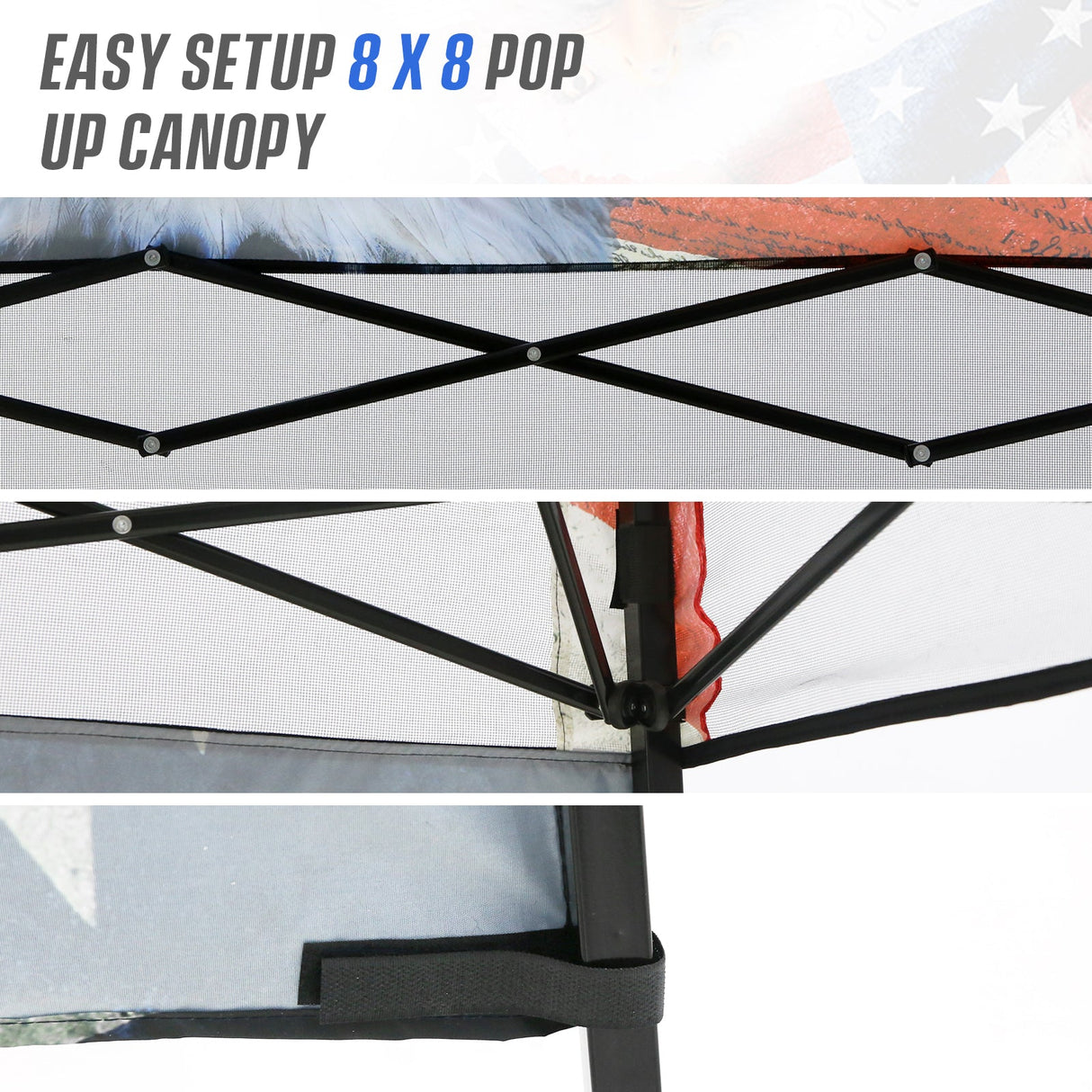 SHADE GRAPHiX Day Tripper 8x8 Pop Up Canopy Tent with Digital Printed Top(American Icon) - Eagle Peak Custom Canopy Tent