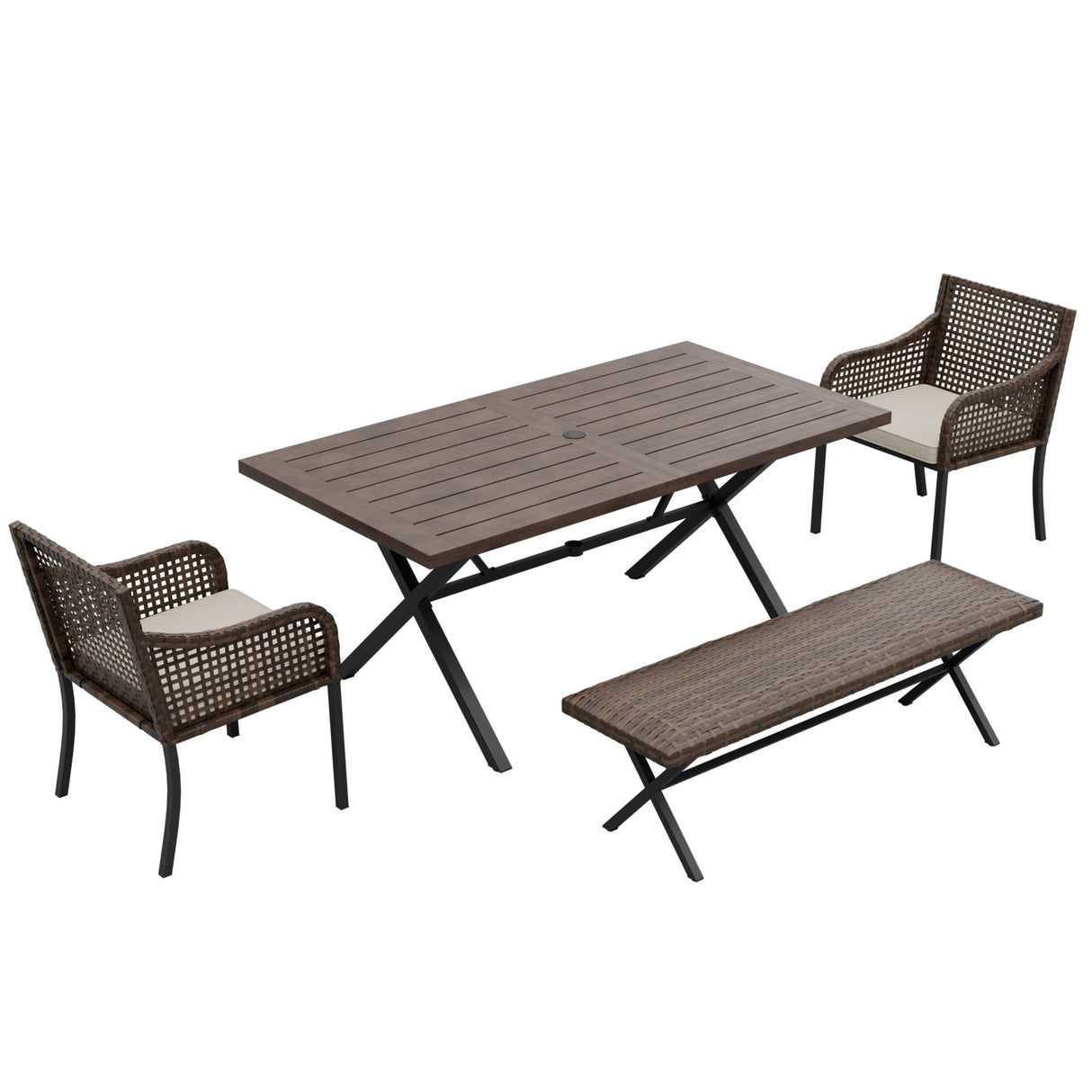 Sienna Bay Outdoor Dining Set for 4/6, Brown/Beige - Eagle Peak Custom Canopy Tent
