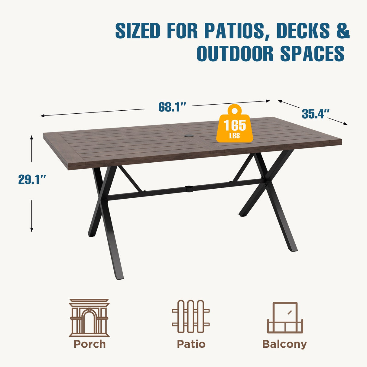 Sienna Bay Outdoor Dining Table for 6 - Eagle Peak Custom Canopy Tent