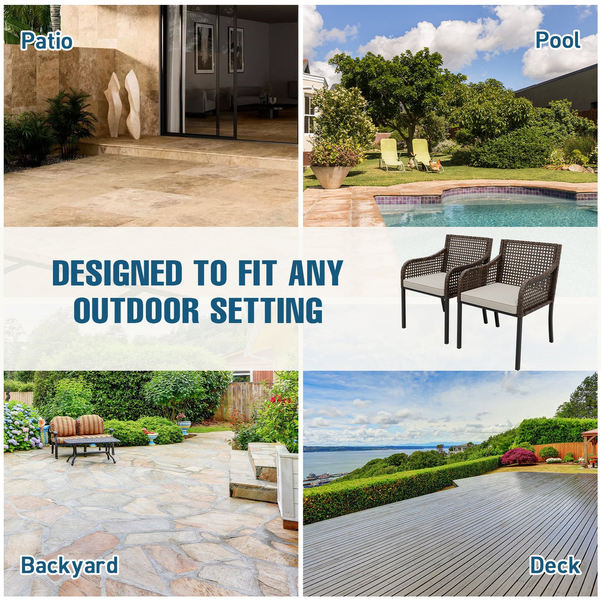 Sienna Bay Outdoor Wicker Dining Chairs, Set of 2,4, Brown/Beige - Eagle Peak Custom Canopy Tent