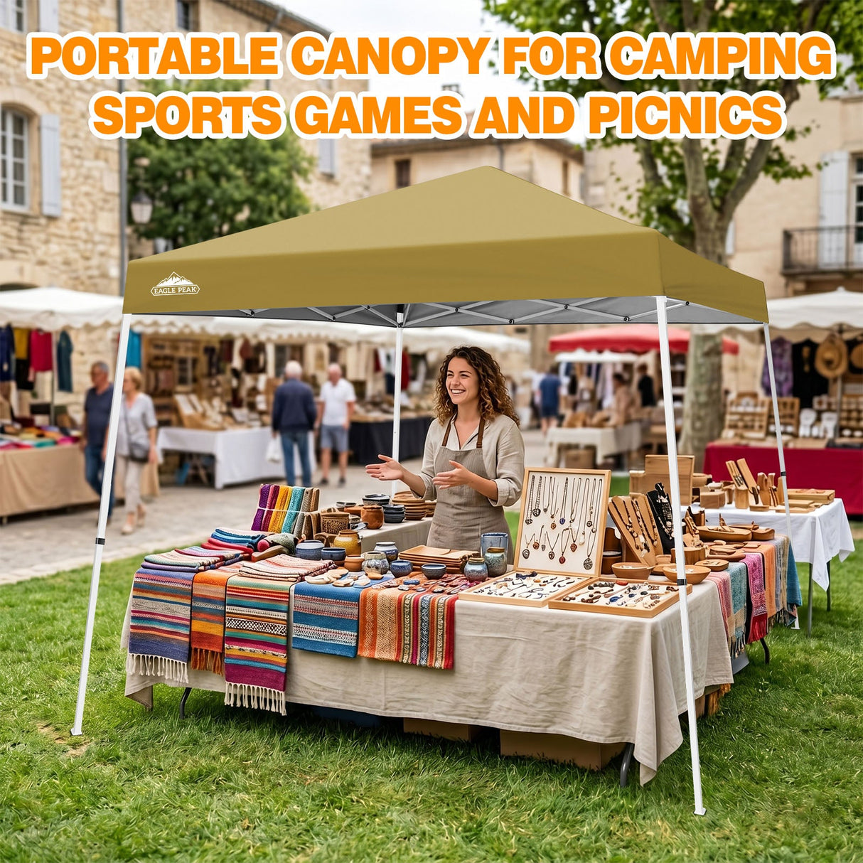 Slant Leg Pop up Canopy Tent, 10x10 Base 8x8 Top - Eagle Peak®