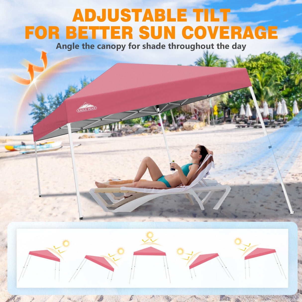 Slant Leg Pop up Canopy Tent, 10x10 Base 8x8 Top - Eagle Peak®