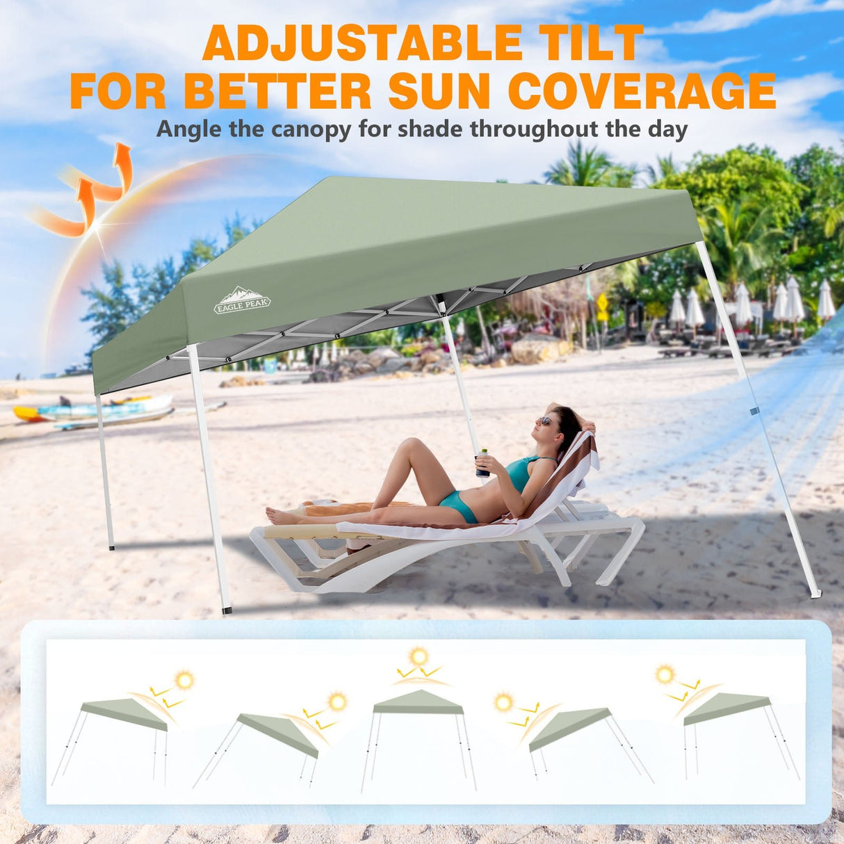 Slant Leg Pop up Canopy Tent, 10x10 Base 8x8 Top - Eagle Peak®