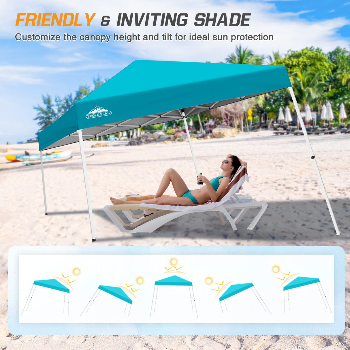 Slant Leg Pop up Canopy Tent, 10x10 Base 8x8 Top - Eagle Peak Custom Canopy Tent