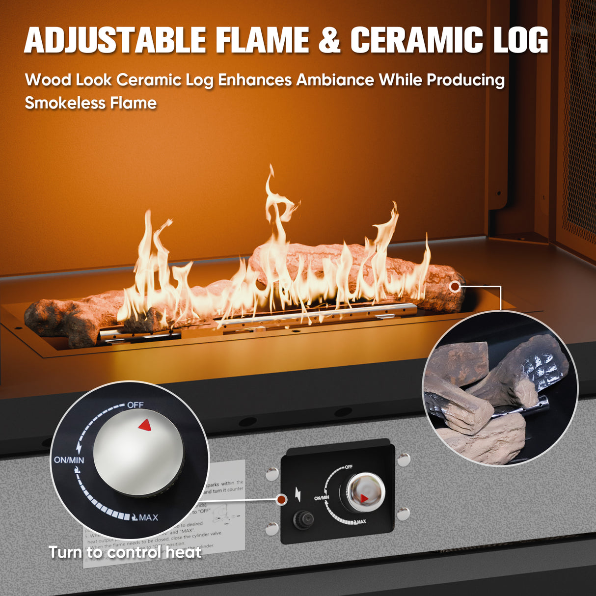 Outdoor Propane Fireplace 50,000 BTU Gas Fireplace with Locking Mesh Doors