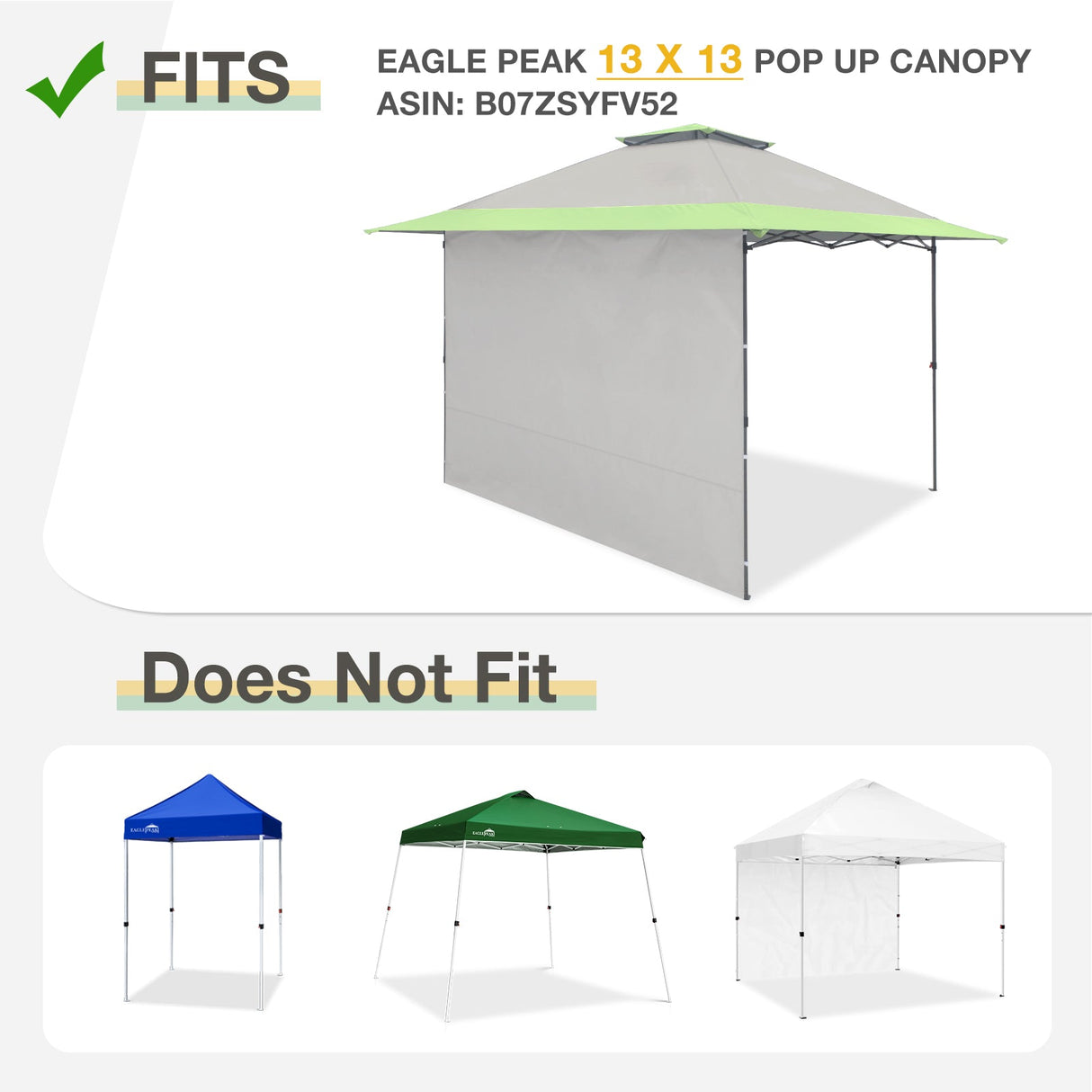 Sunwall / Sidewall for 13x13 ft Straight Leg Canopy - Eagle Peak Custom Canopy Tent