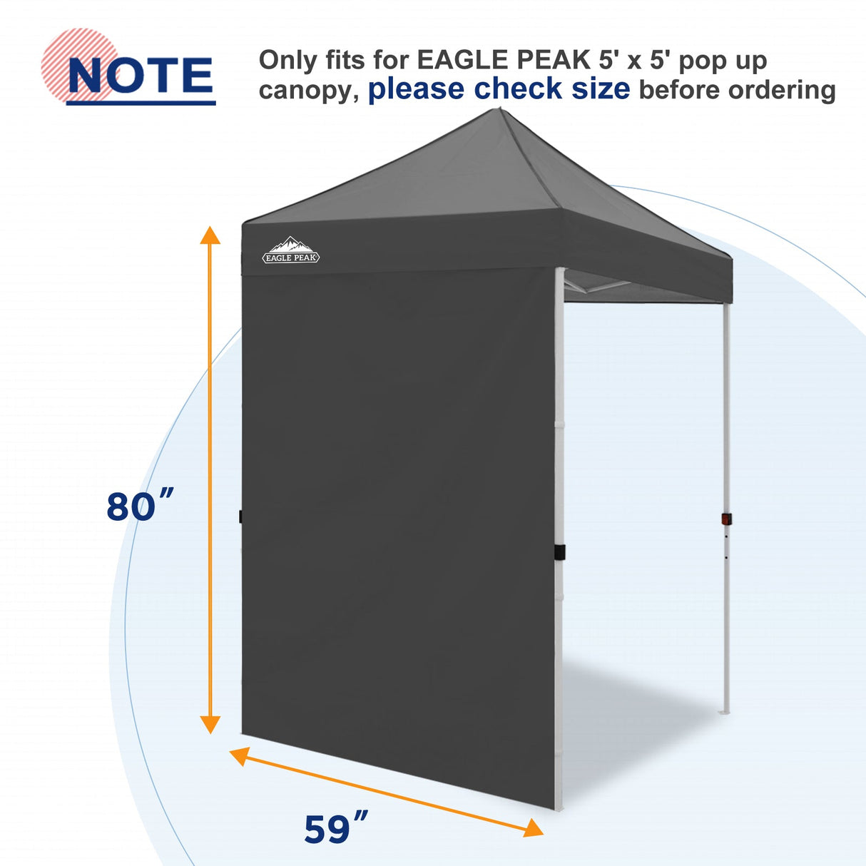 Sunwall / Sidewall for 5x5 ft Straight Leg Canopy only 1 Sidewall - Eagle Peak Custom Canopy Tent