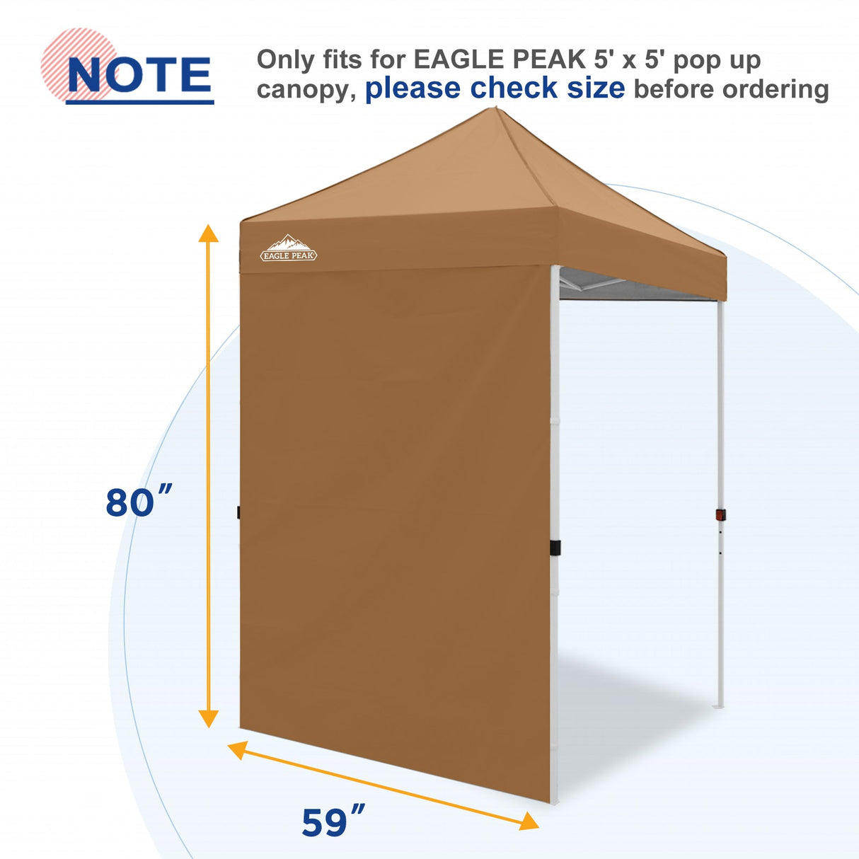 Sunwall / Sidewall for 5x5 ft Straight Leg Canopy only 1 Sidewall - Eagle Peak Custom Canopy Tent