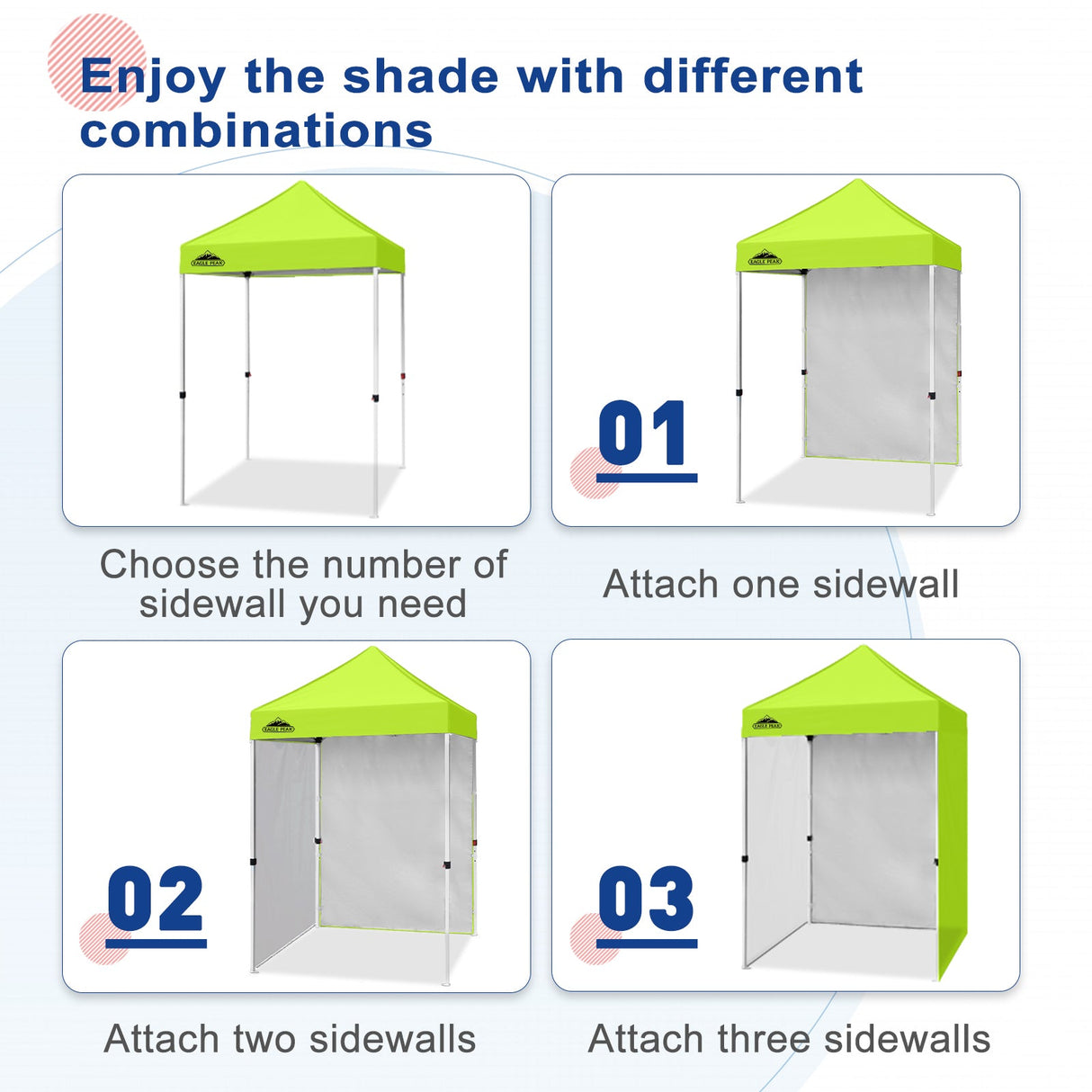 Sunwall / Sidewall for 5x5 ft Straight Leg Canopy only 1 Sidewall - Eagle Peak Custom Canopy Tent