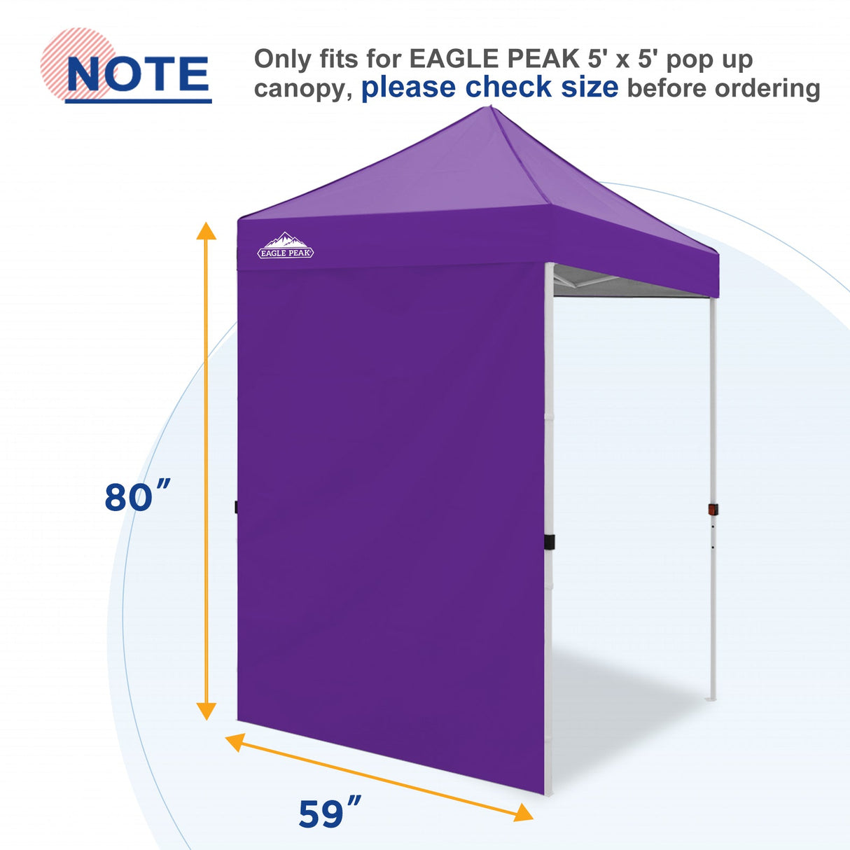 Sunwall / Sidewall for 5x5 ft Straight Leg Canopy only 1 Sidewall - Eagle Peak Custom Canopy Tent
