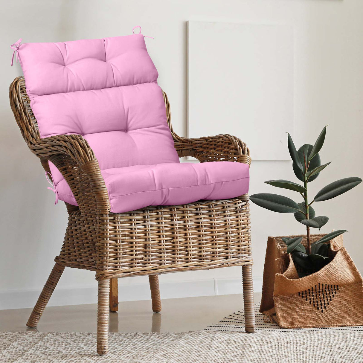 Tufted Outdoor/Indoor High Back Patio Chair Cushion, Set of 1, 46'' x 22'' - Eagle Peak Custom Canopy Tent