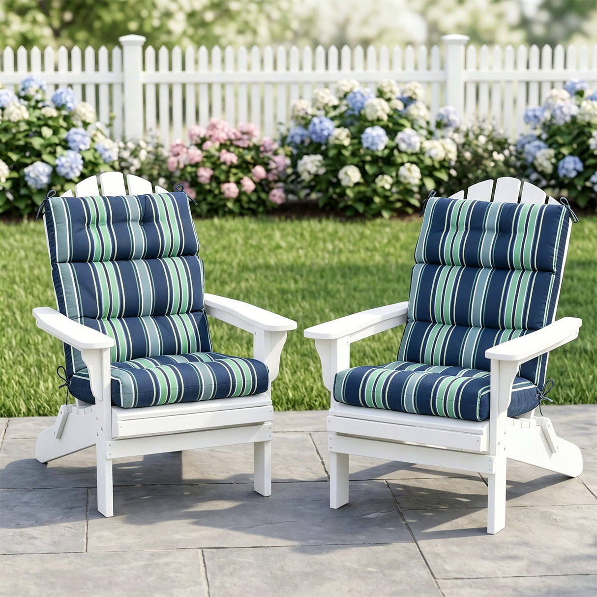 Tufted Outdoor/Indoor High Back Patio Chair Cushion, Set of 2, 46'' x 22'' - Eagle Peak