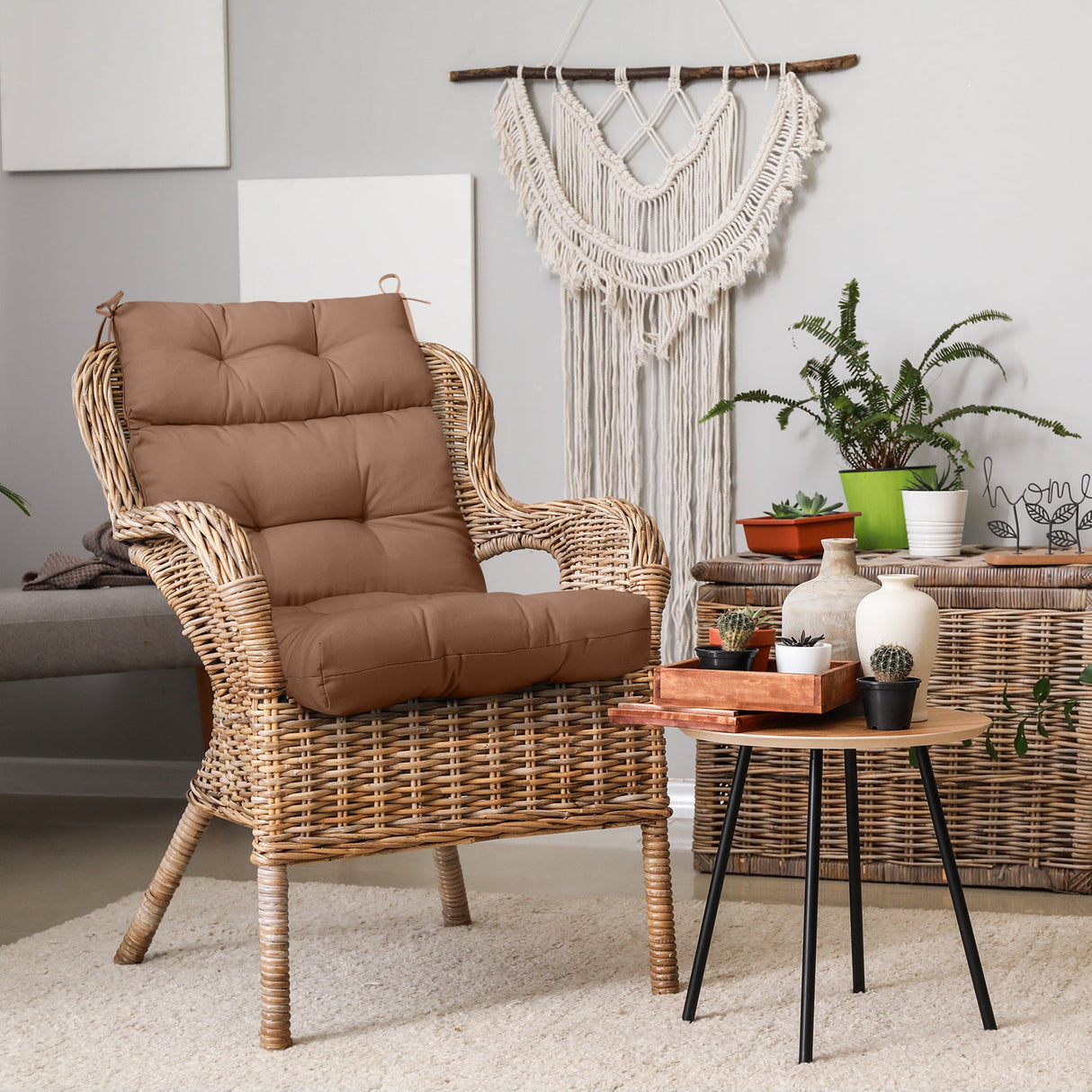 Tufted Outdoor/Indoor High Back Patio Chair Cushion, Set of 2, 46'' x 22'' - Eagle Peak Custom Canopy Tent